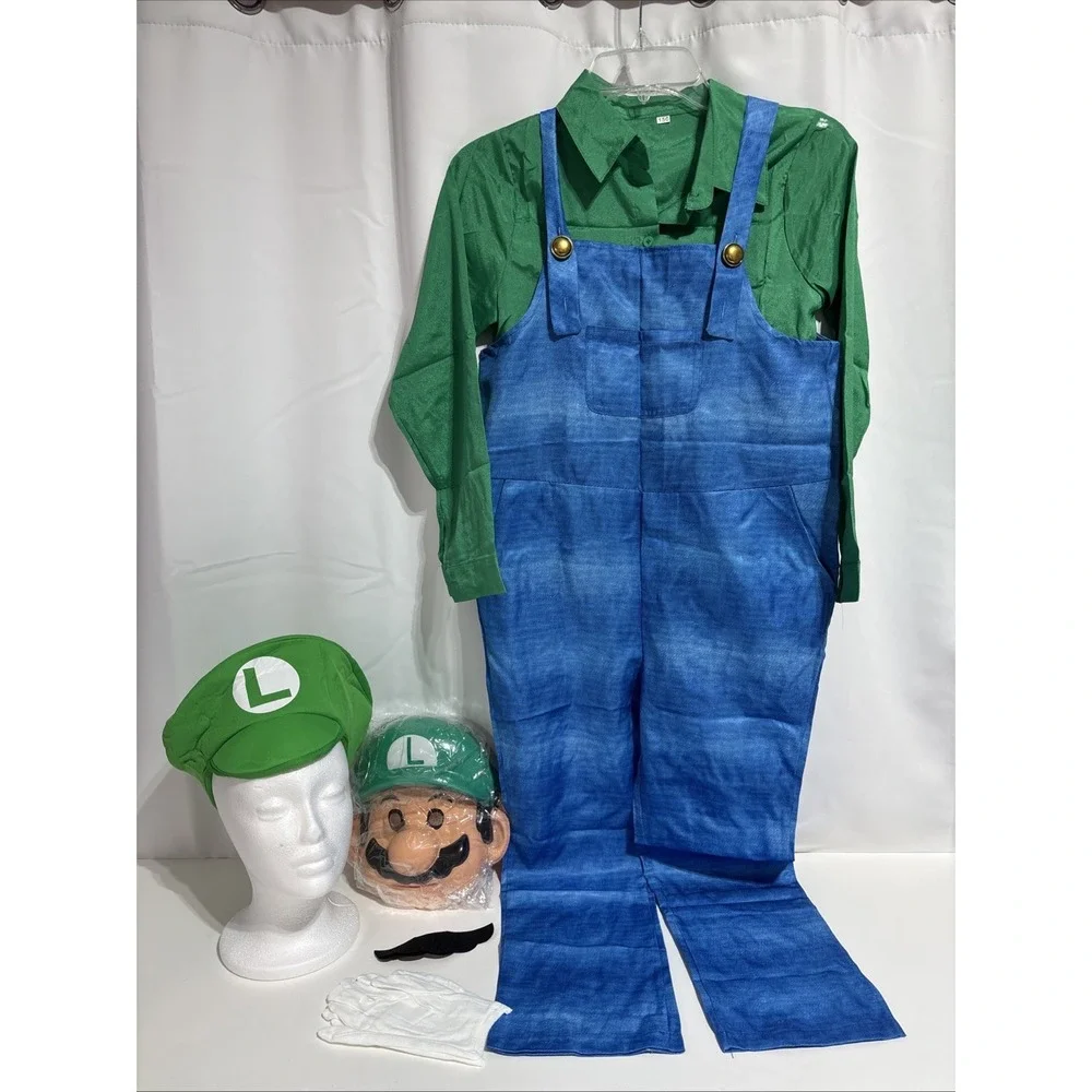 Super MARIO Kids Luigi Costume‎ Size S Halloween Dress Up New