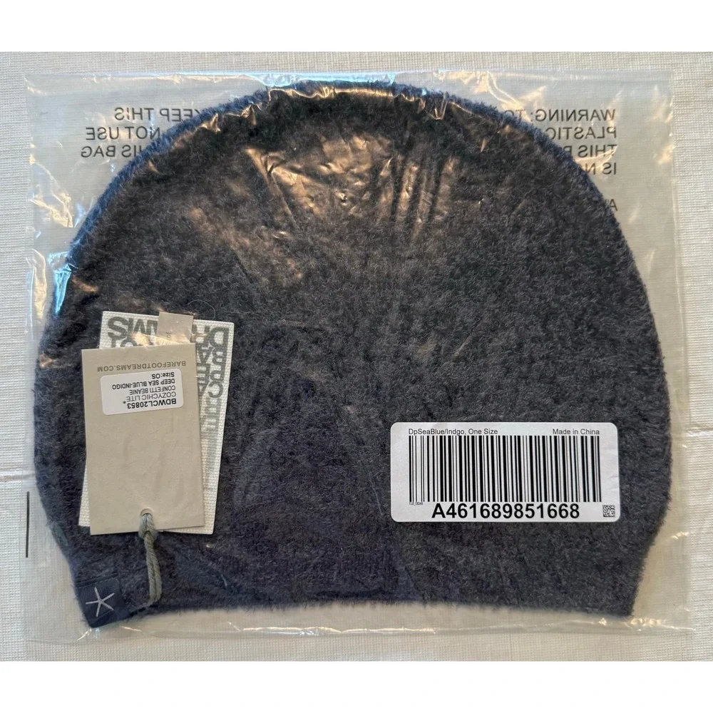 Barefoot Dreams Cozychic Lite Confetti Beanie‎ in Sea Blue - Indigo NWT!