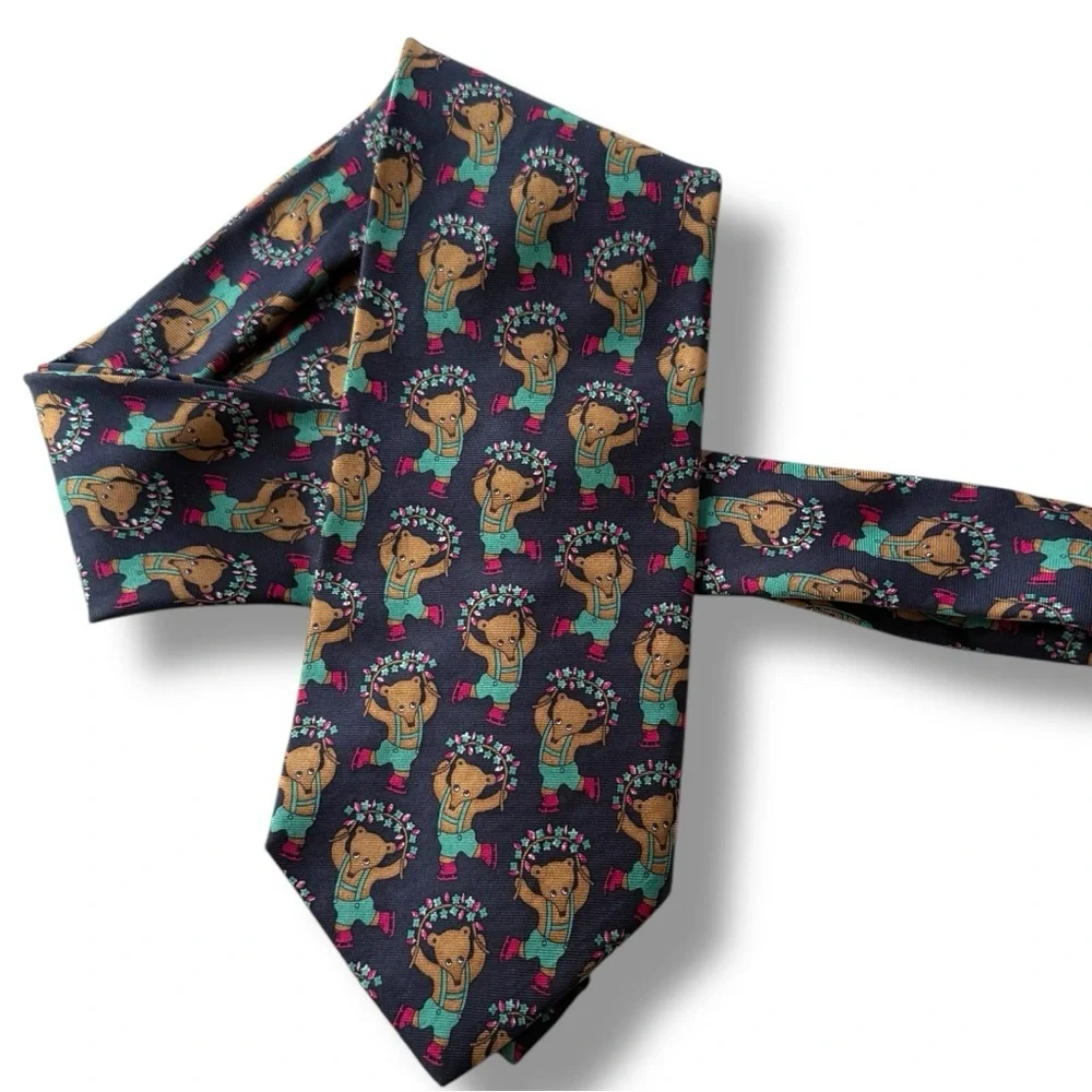 Paolo Gucci Rare Silk Teddy Bear 4” Tie