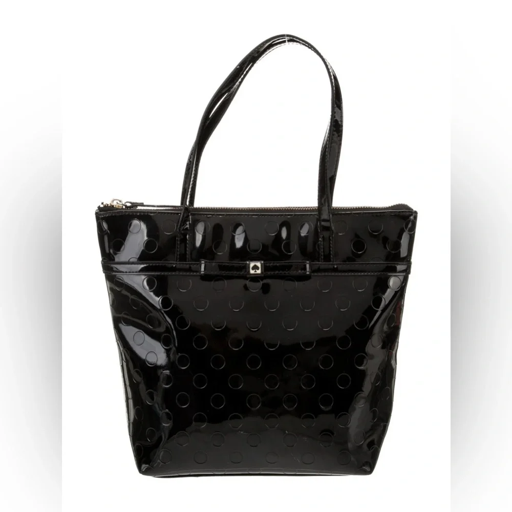 Kate Spade Patent Leather Polka Dot Medium Zipper Tote