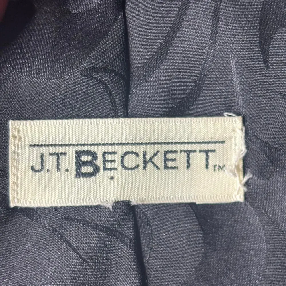 J.T. Beckett Vintage Abstract Geometric Silk Necktie Black Red Grey 90s Art Deco