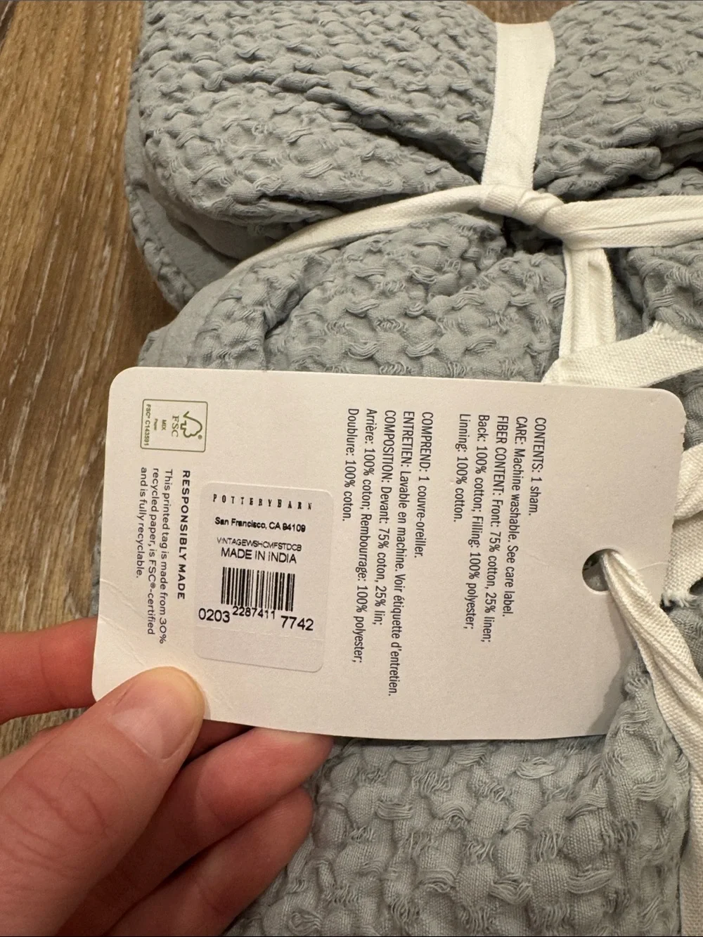 Pottery Barn size standard