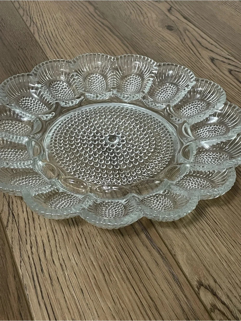 Vintage Clear Glass Hobnail Deviled Egg Plater‎