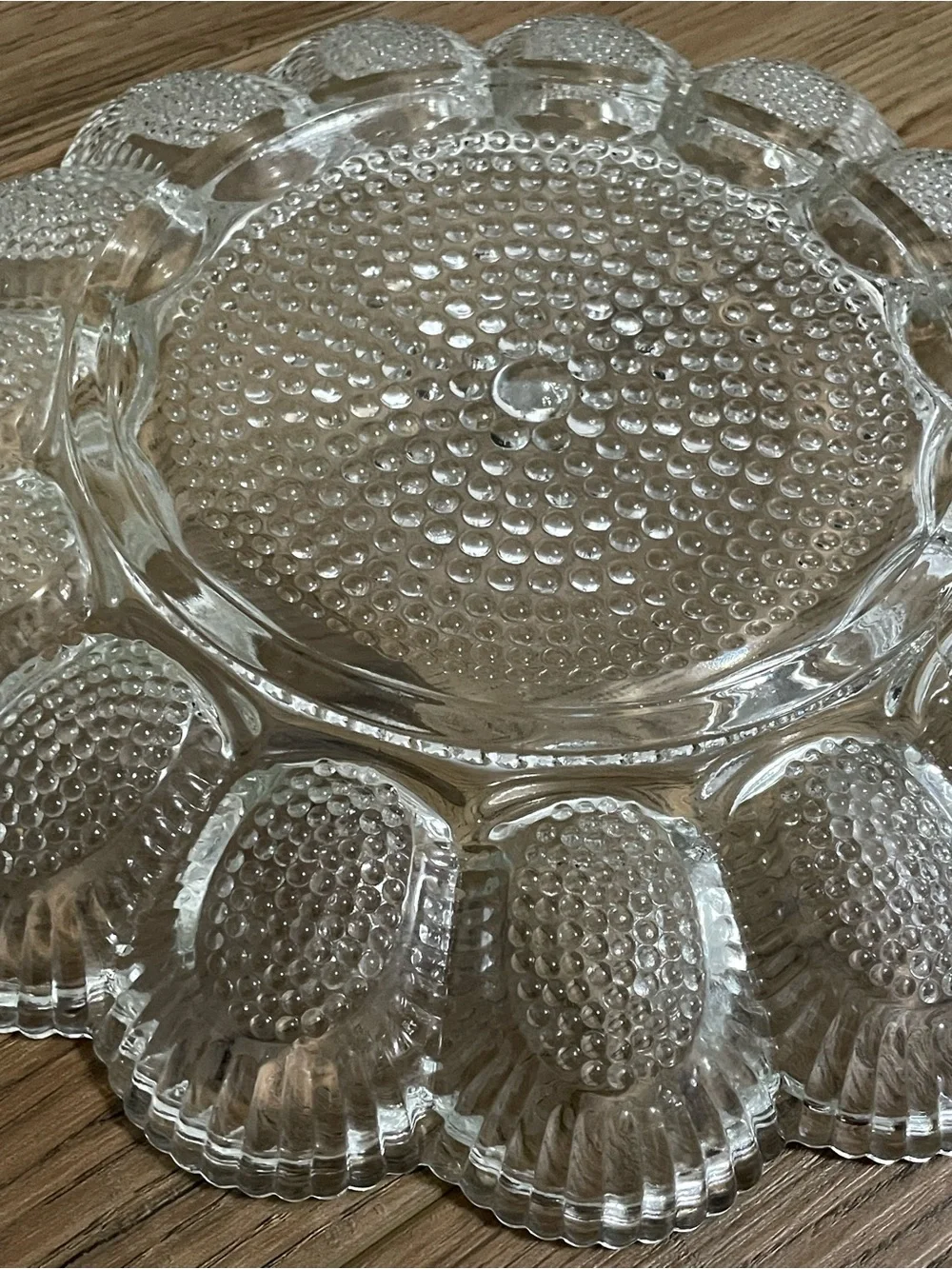 Vintage Clear Glass Hobnail Deviled Egg Plater‎