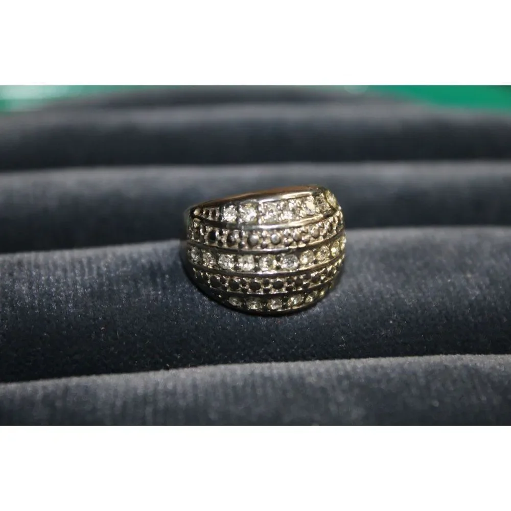Clear‎ Rhinestone Silver Band Fashion Costume Ring Size 5