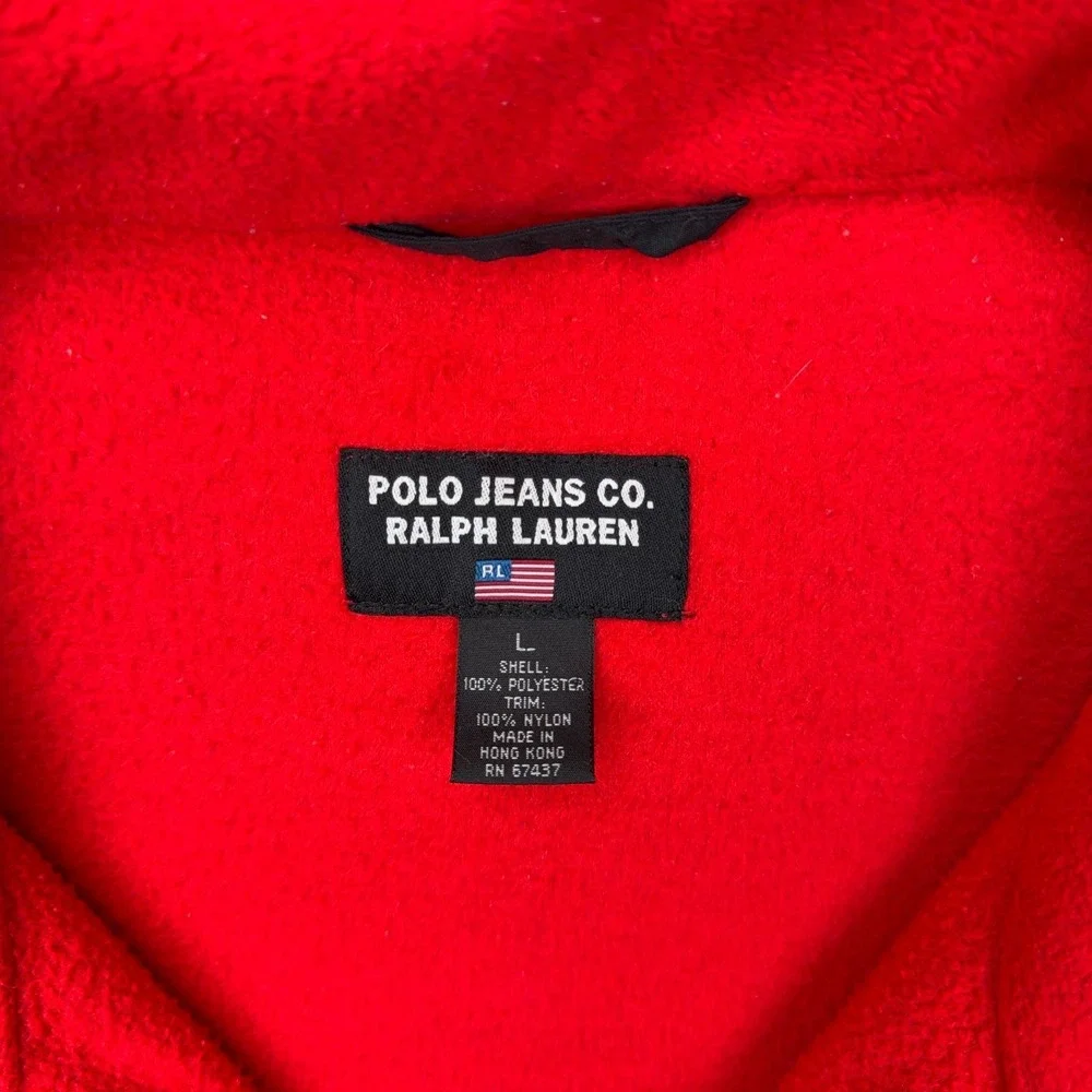 VTG Polo Jeans Sweater Mens Large‎ Red Ralph Lauren Half Zip Fleece Pullover