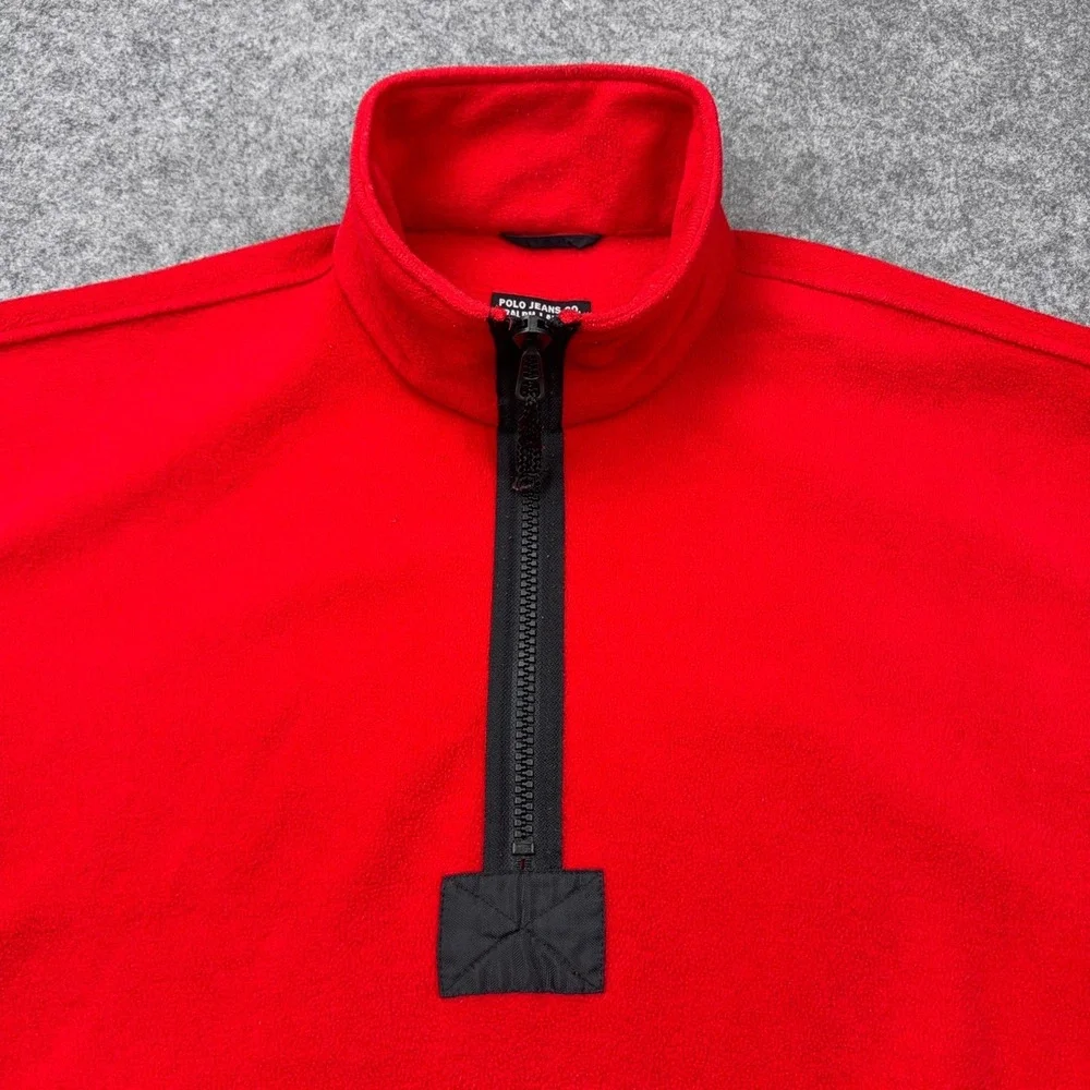 VTG Polo Jeans Sweater Mens Large‎ Red Ralph Lauren Half Zip Fleece Pullover