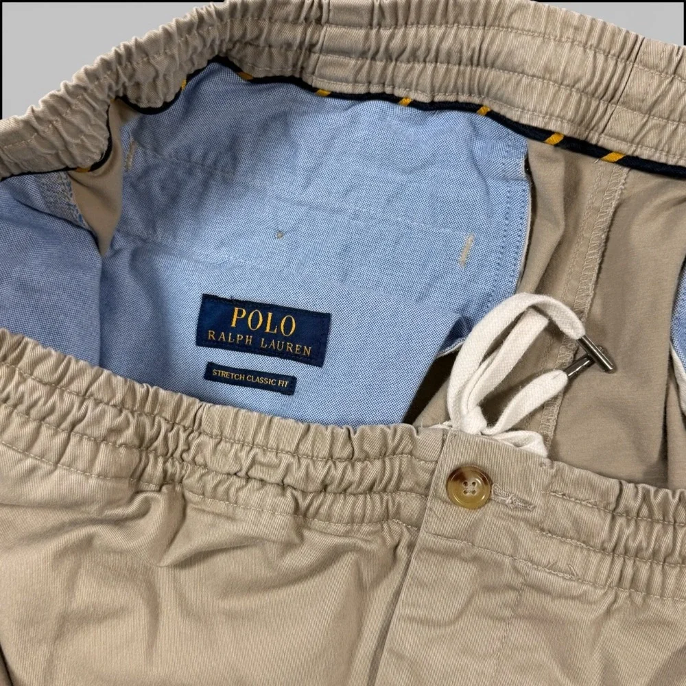 Polo Ralph Lauren Stretch Classic Fit Chino Pants Drawstring XLT Khaki‎ Prepster