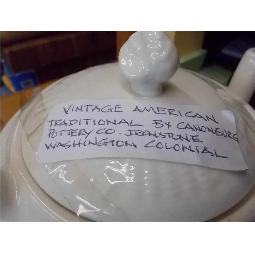 Canonsburg Pottery Traditional Ironstone Teapot Washington Colonial White