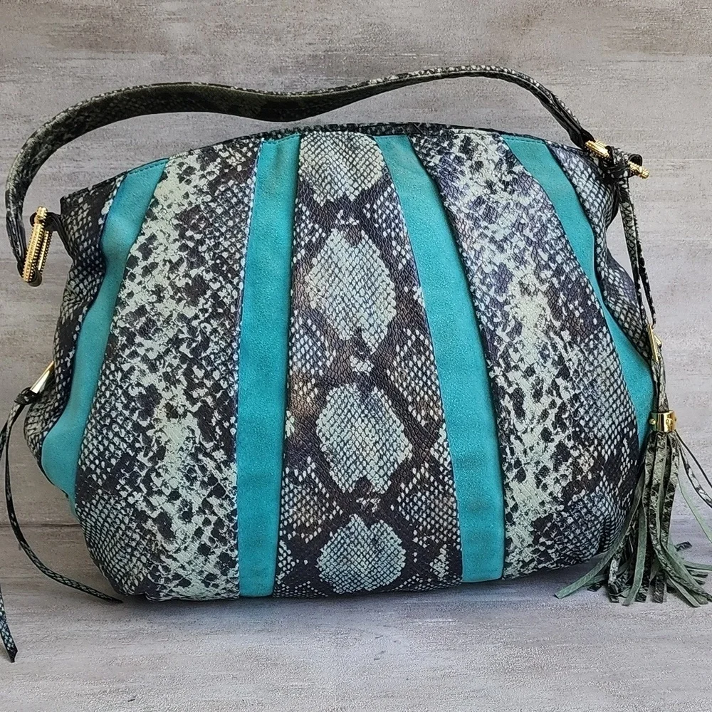 Aimee Kestenberg Tuscany Hobo Purse Shoulder Bag Suede Animal Print Leather