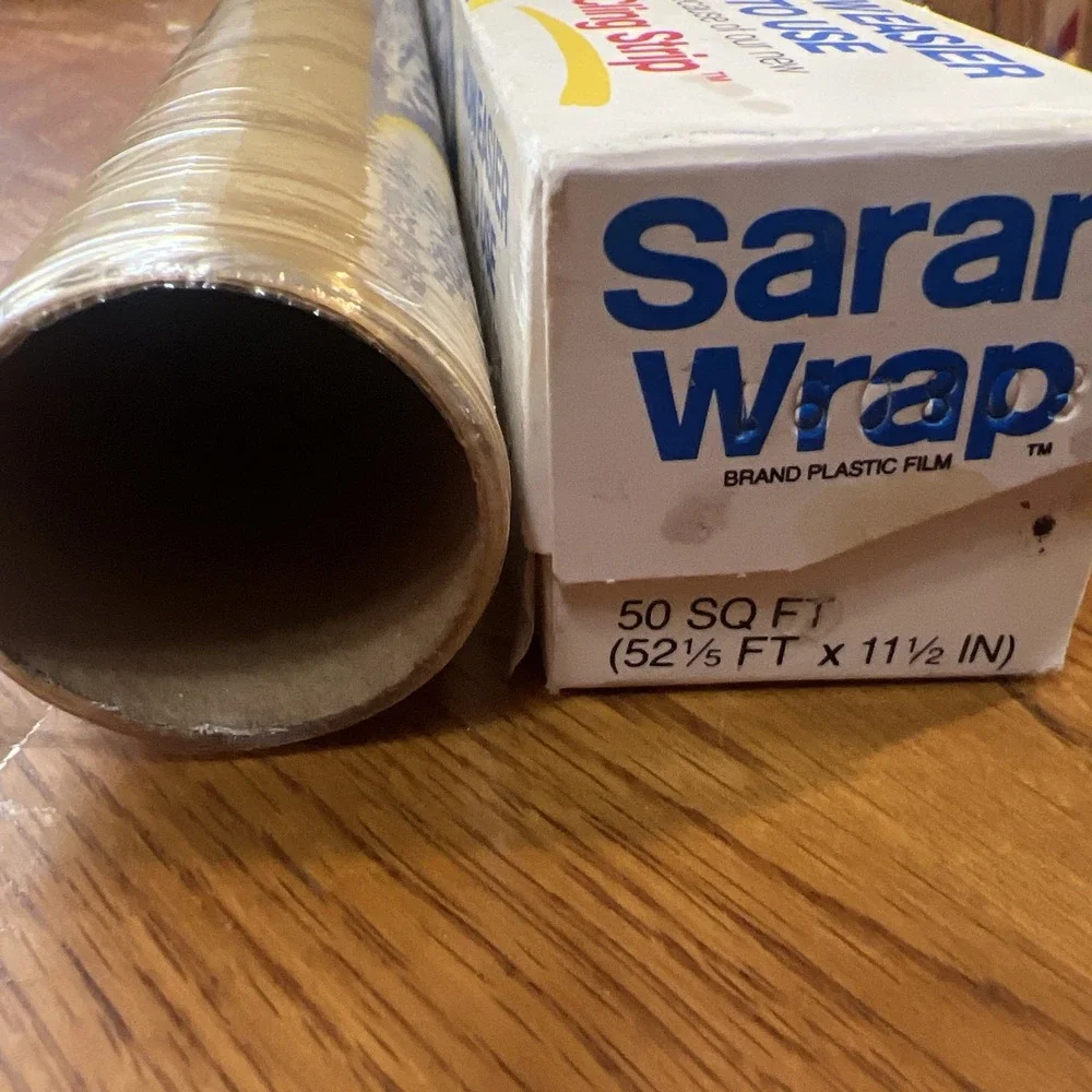 Vintage Saran, Glad, Handi, Target Cling  Plastic Wrap Clear & Red All Open Used