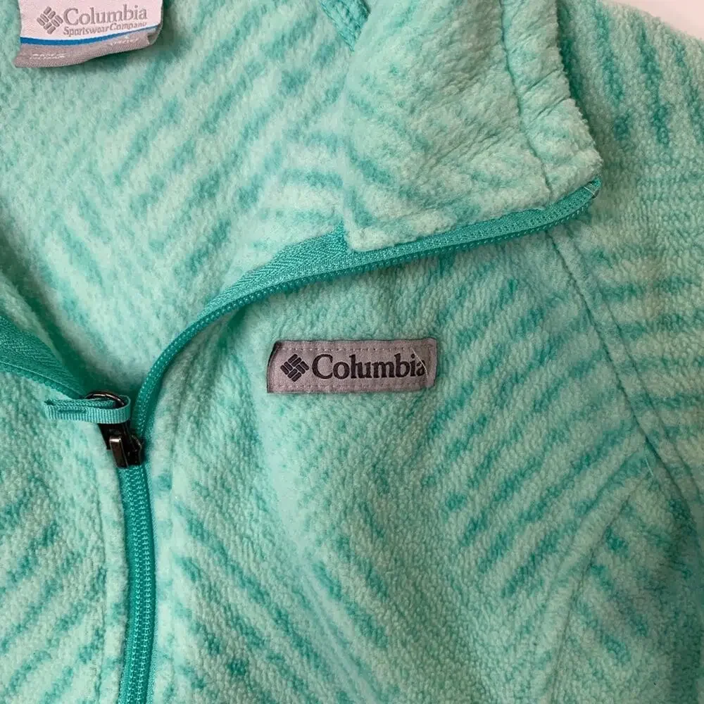 Columbia Jacket Girls Youth L Large Mint Benton Springs II Printed Fleece Zip Up