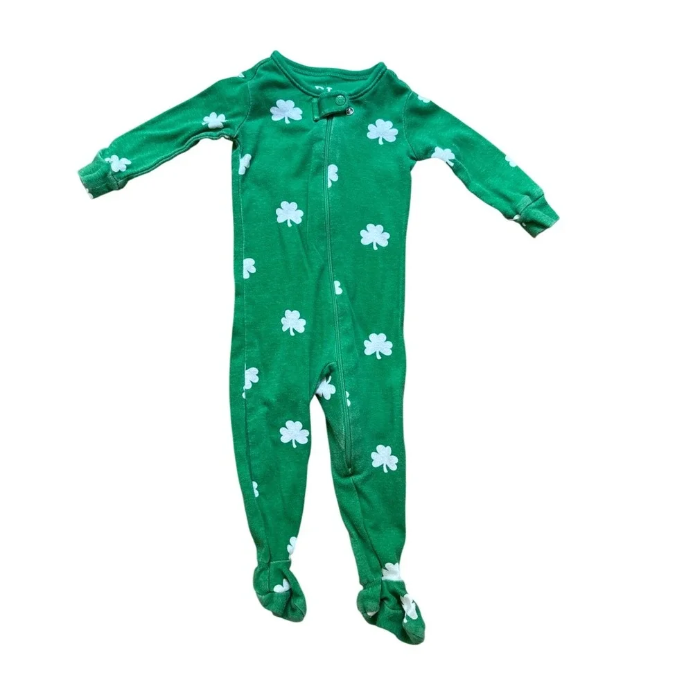 PJ Place Footed Sleeper Baby Green Good Shamrock St Patricks Day SIZE‎ 3-6m