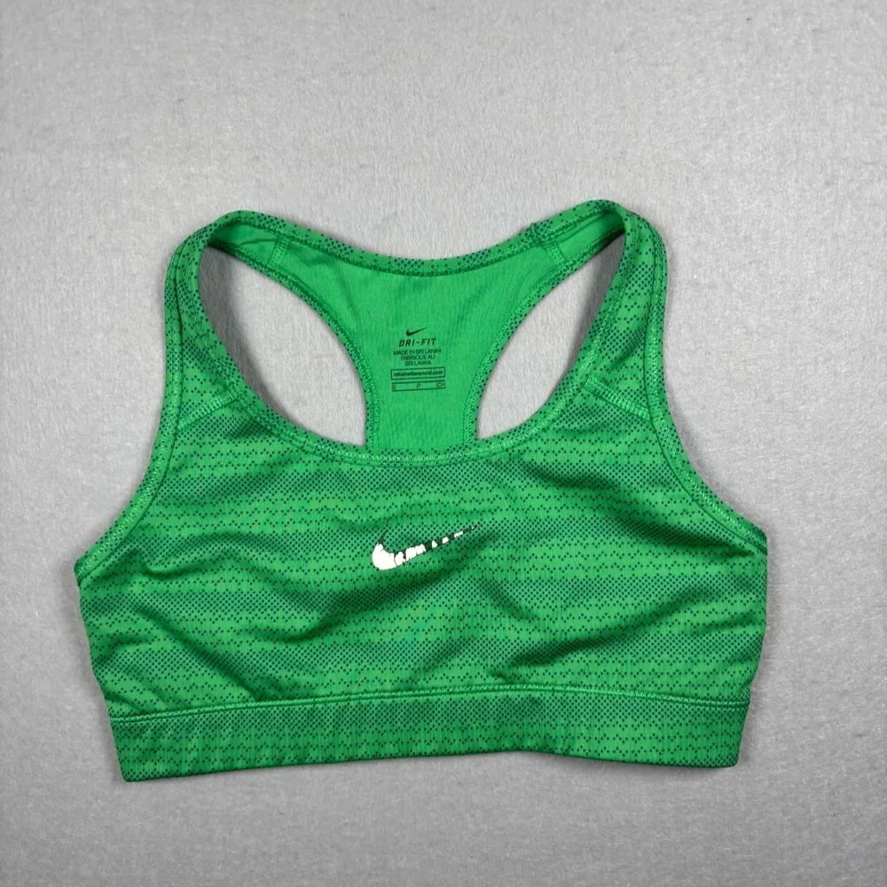 Nike Dri-FIT Women's Sports Bra Green Size Small Racerback Patterned Gym Workout