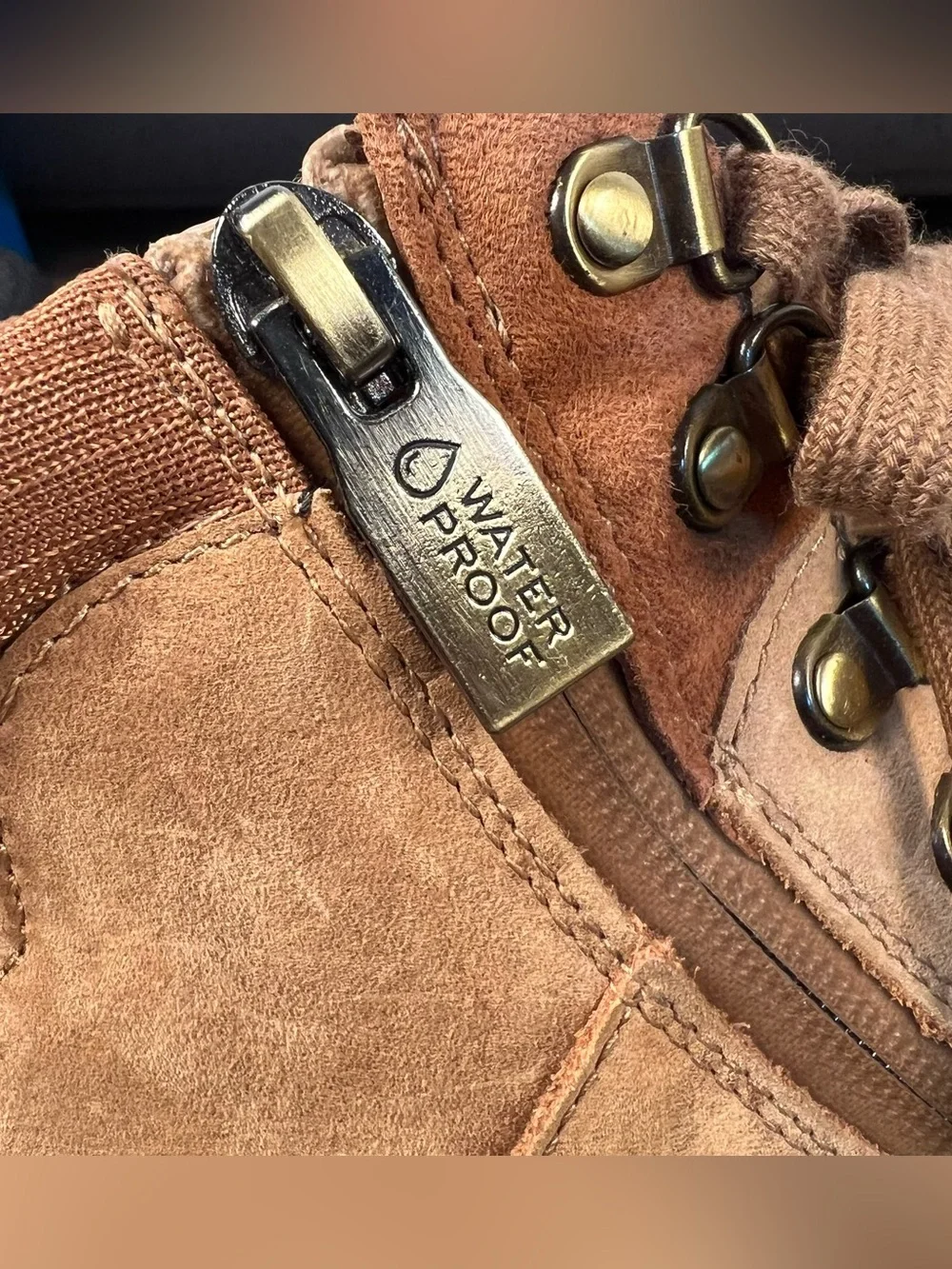Vionic Spencer Boots Tan Chunky Waterproof Leather Hiker Combat Ankle Zip 8.5