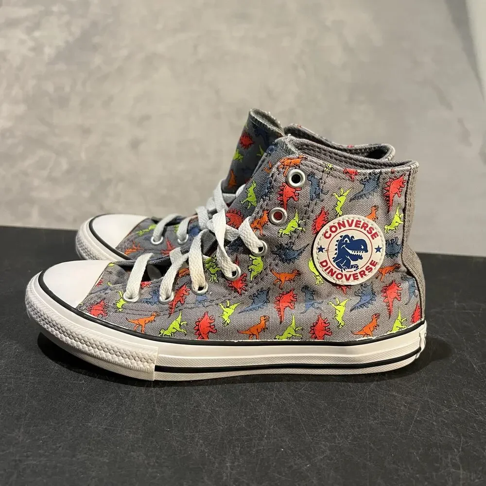 Converse Chuck Taylor All Star Dinoverse Shoes Youth Size 3 Gray High Top