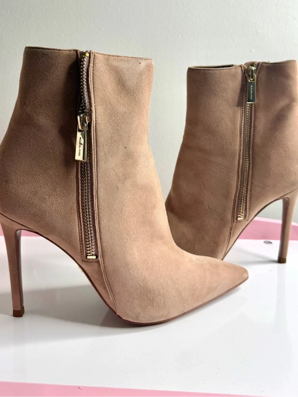 Michael Kors Suede Pointed-Toe Ankle Booties