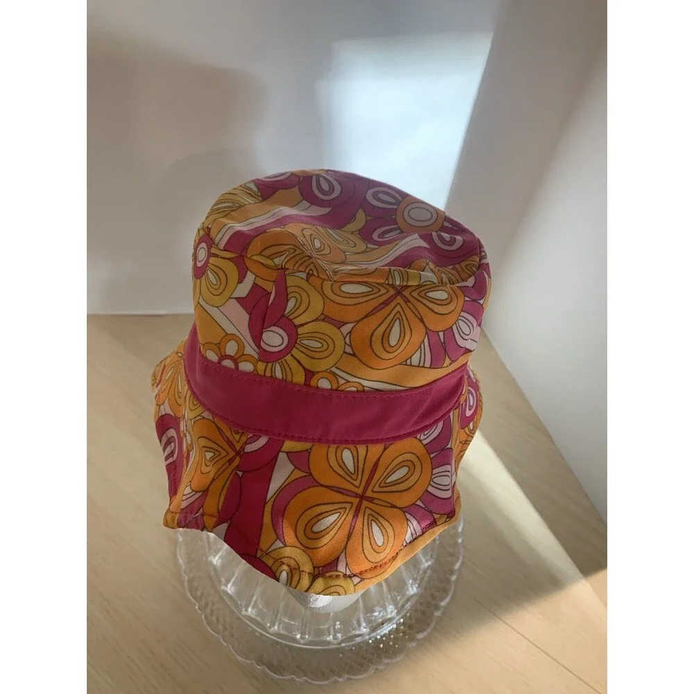 TOYS R US KOALA Kids 18-24 Month Girls Sun Hat 70's floral print & colors Pink
