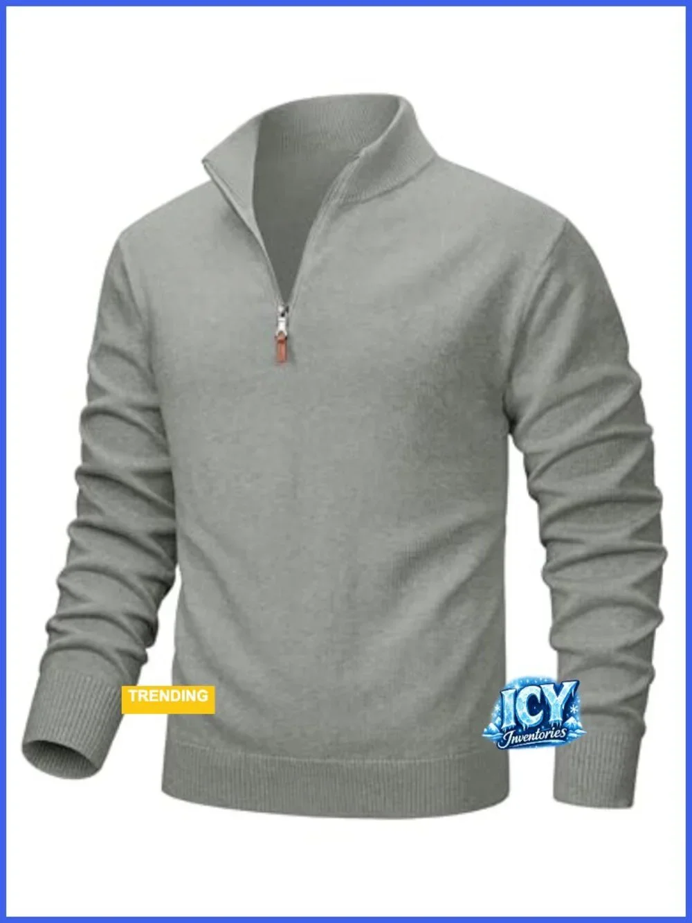 Men's Quarter Zip Pullover Lightweight Mock Neck Sweater Long Sleeve Warm Fall