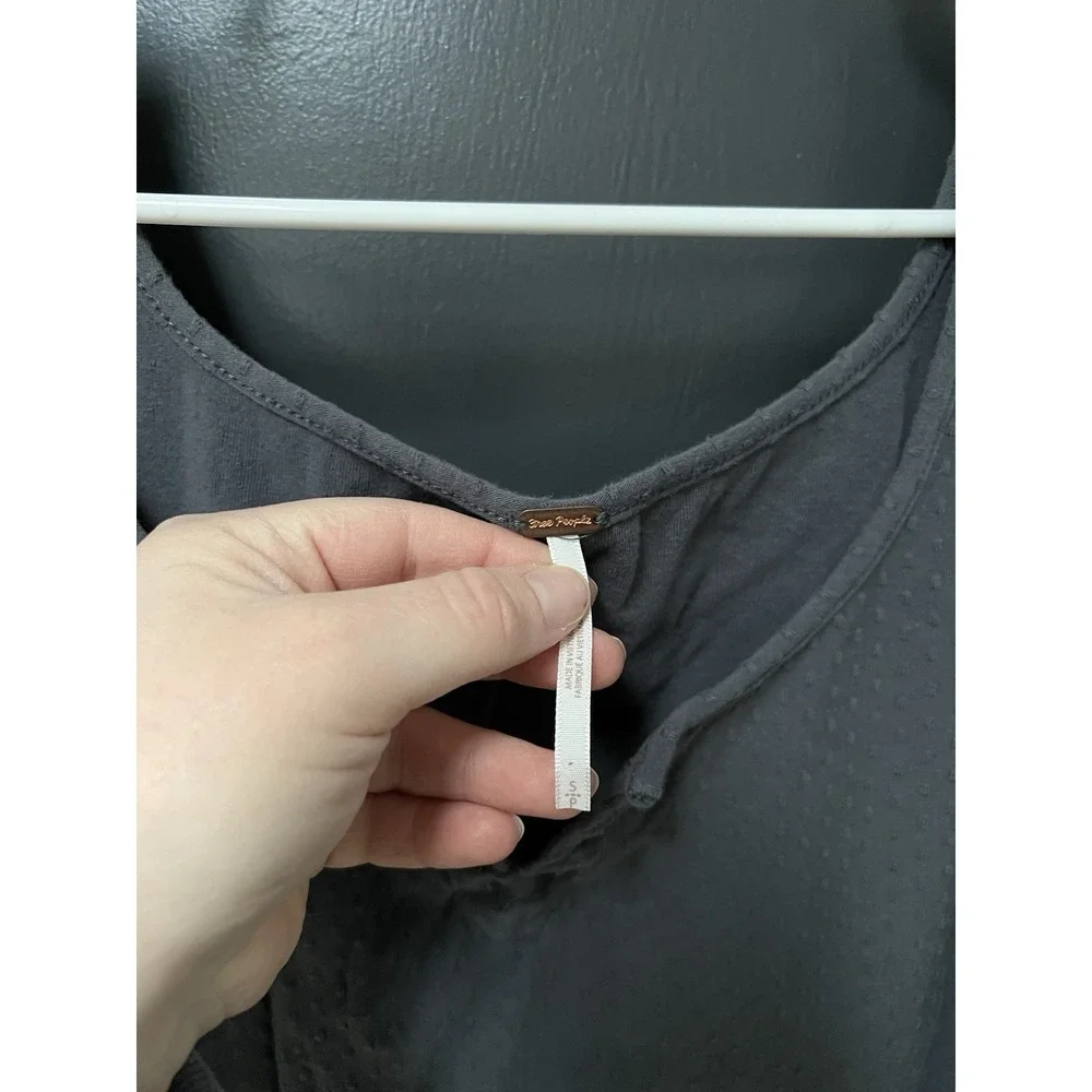 Free People Brunch Date Henley - Metal Stiletto (Gray) - Size S