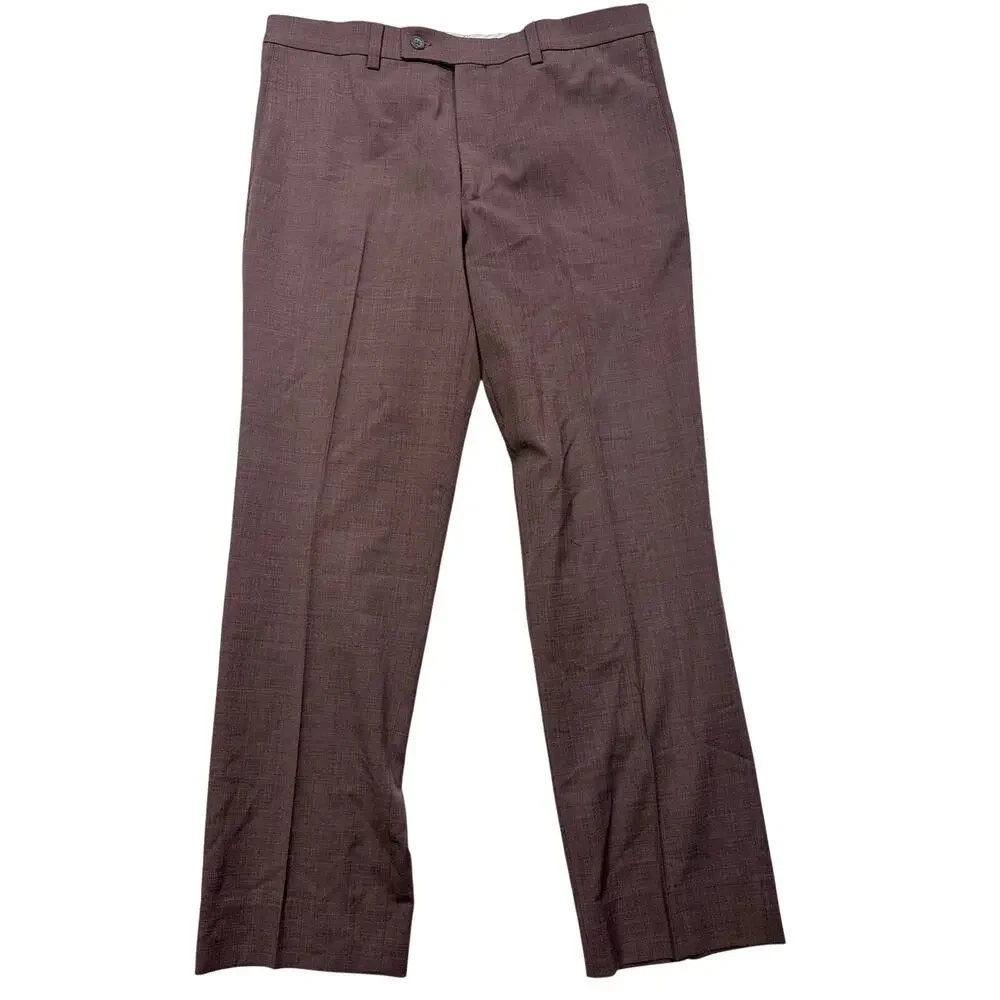 Saks Fifth Avenue Koby Pants Mens 34x32 Mauve Wool Blend Dress Pants Made Canada