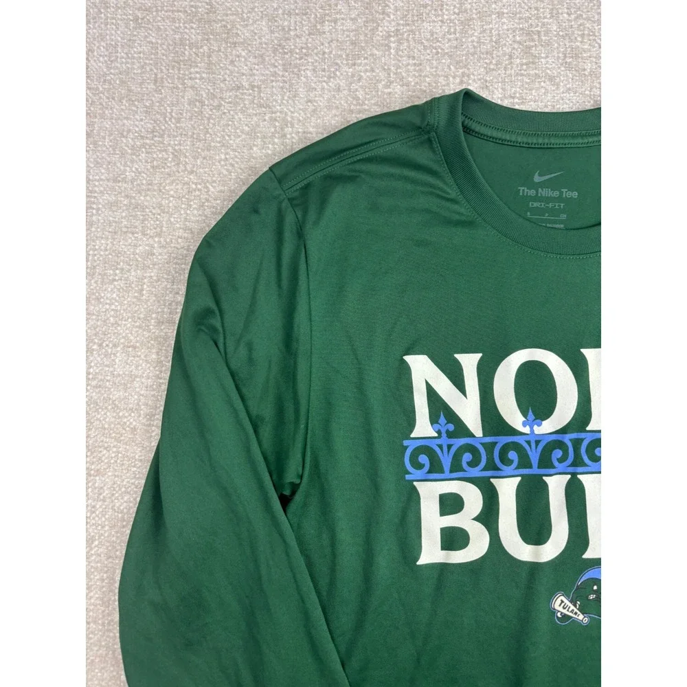 Nike Mens Tulane Green Wave NOLA Built Dri-FIT Long Sleeve Shirt Green Small