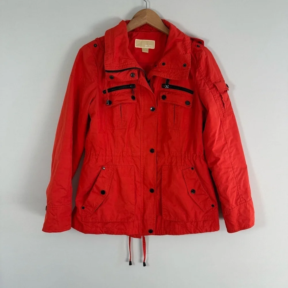 Michael Kors Vibrant Red Utility Jacket, Size S