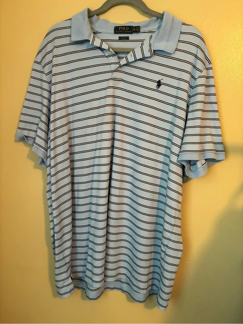 Ralph Lauren Light Blue Polo with Navy Stripes