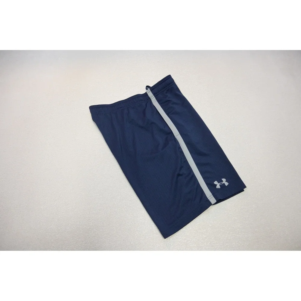 Under Armour Athletic Gym Shorts Mens XL Blue HeatGear Mesh‎ Side Stripe EUC