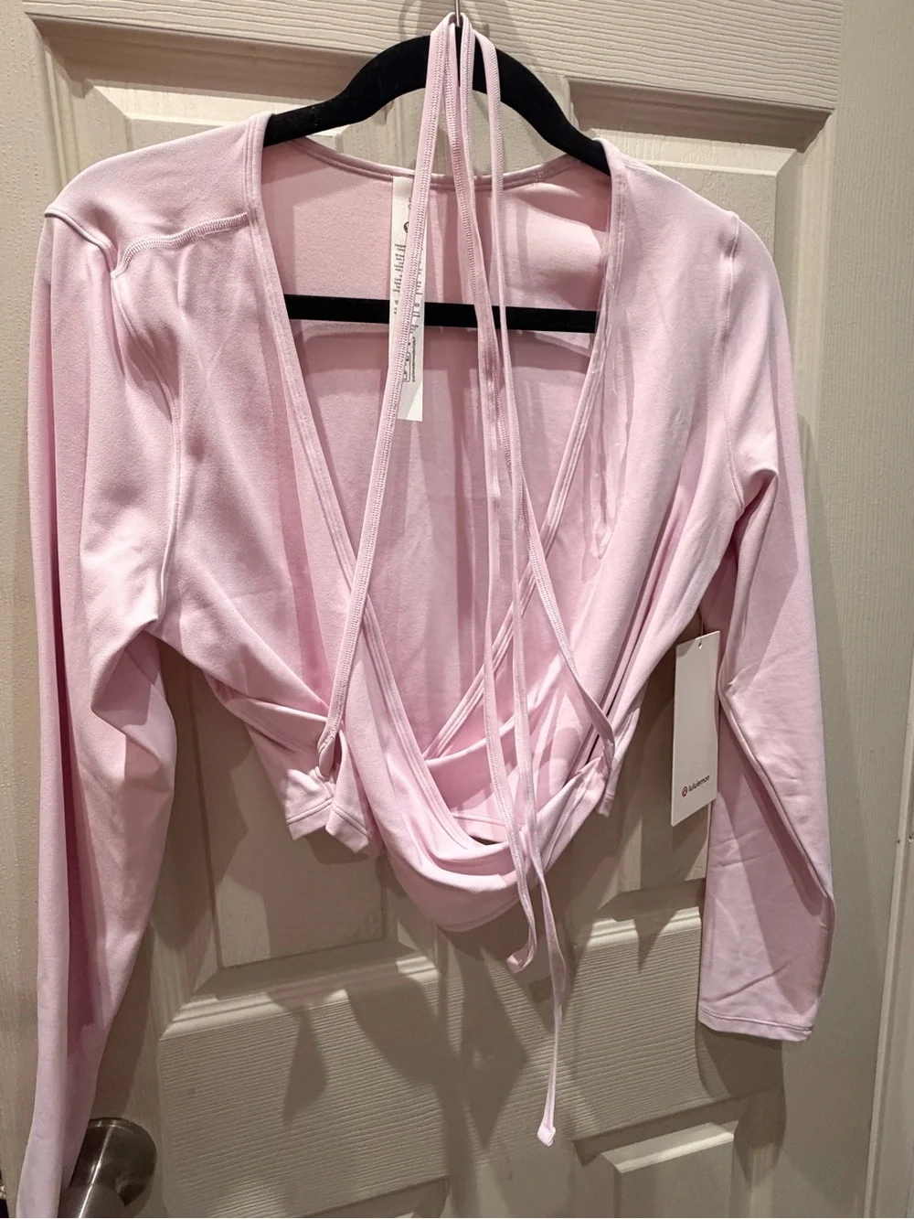 LULULEMON nulu long sleeve cropped wrap PINK ORGANZA SIZE LARGE
