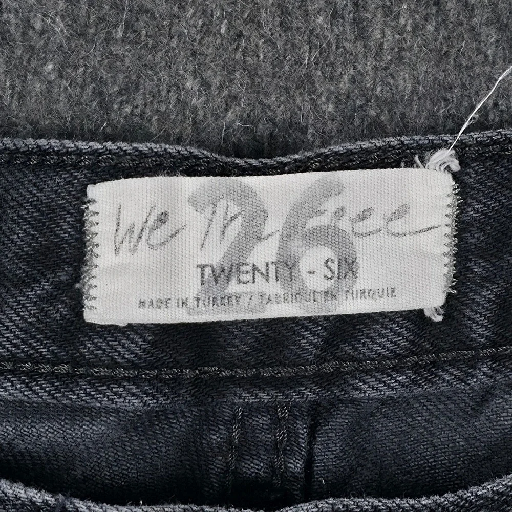 We The Free Jeans Womens 26 Black Straight Leg Distressed Boho Preppy Grunge