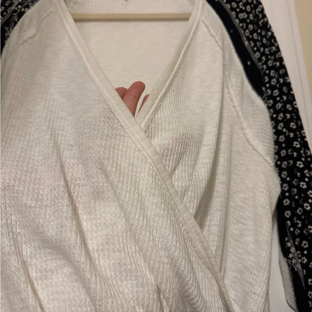 Free People Auxton Wrap Floral Top Black/White 90’s Boho Cottagecore Festival