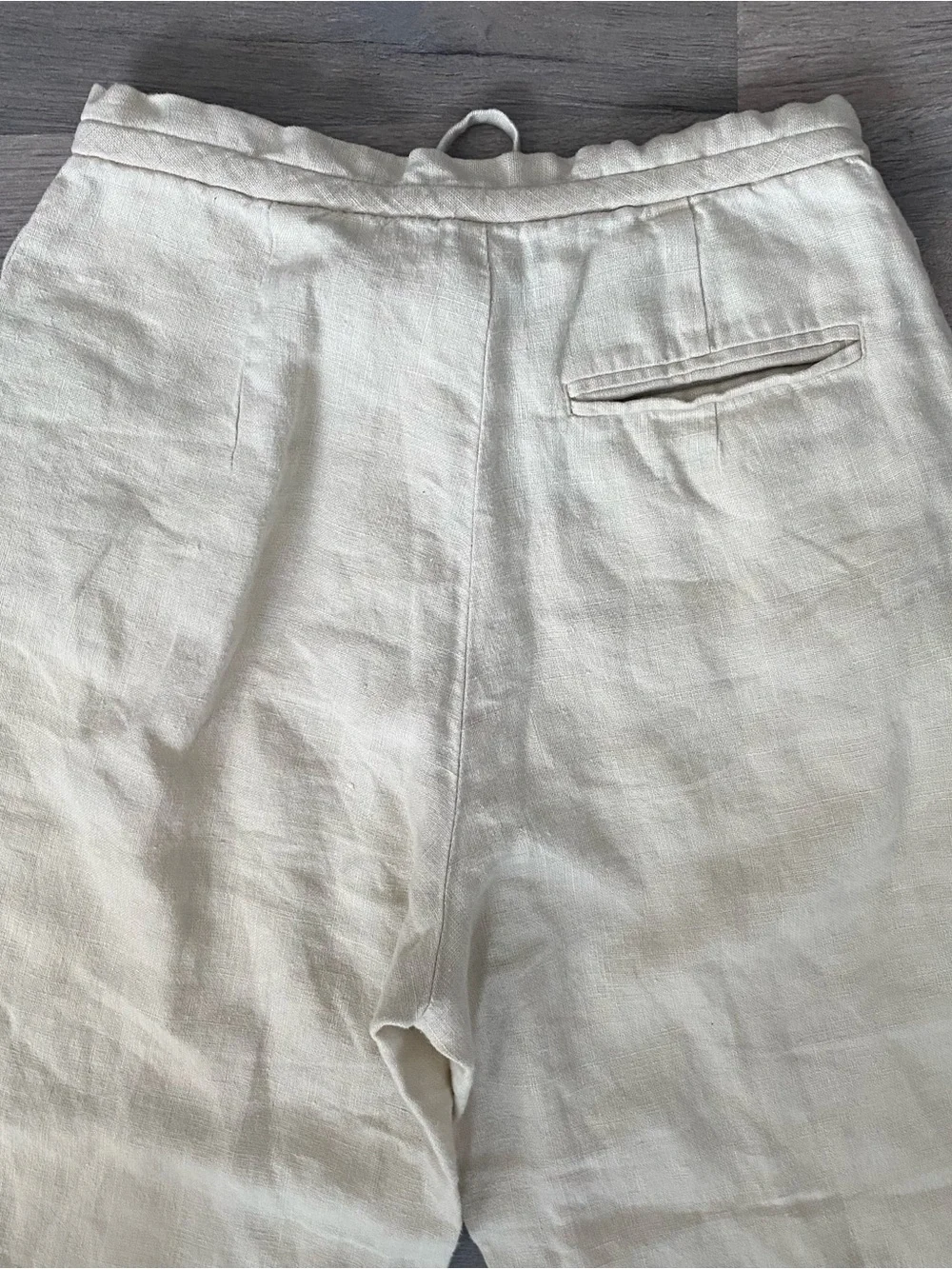 Vintage Banana Republic Cream 100% Linen Drawstring Pants Size 0