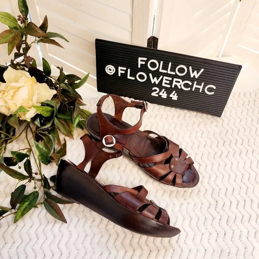 ROBERT CLERGERIE PLATFORM BROWN SANDAL SIZE 9