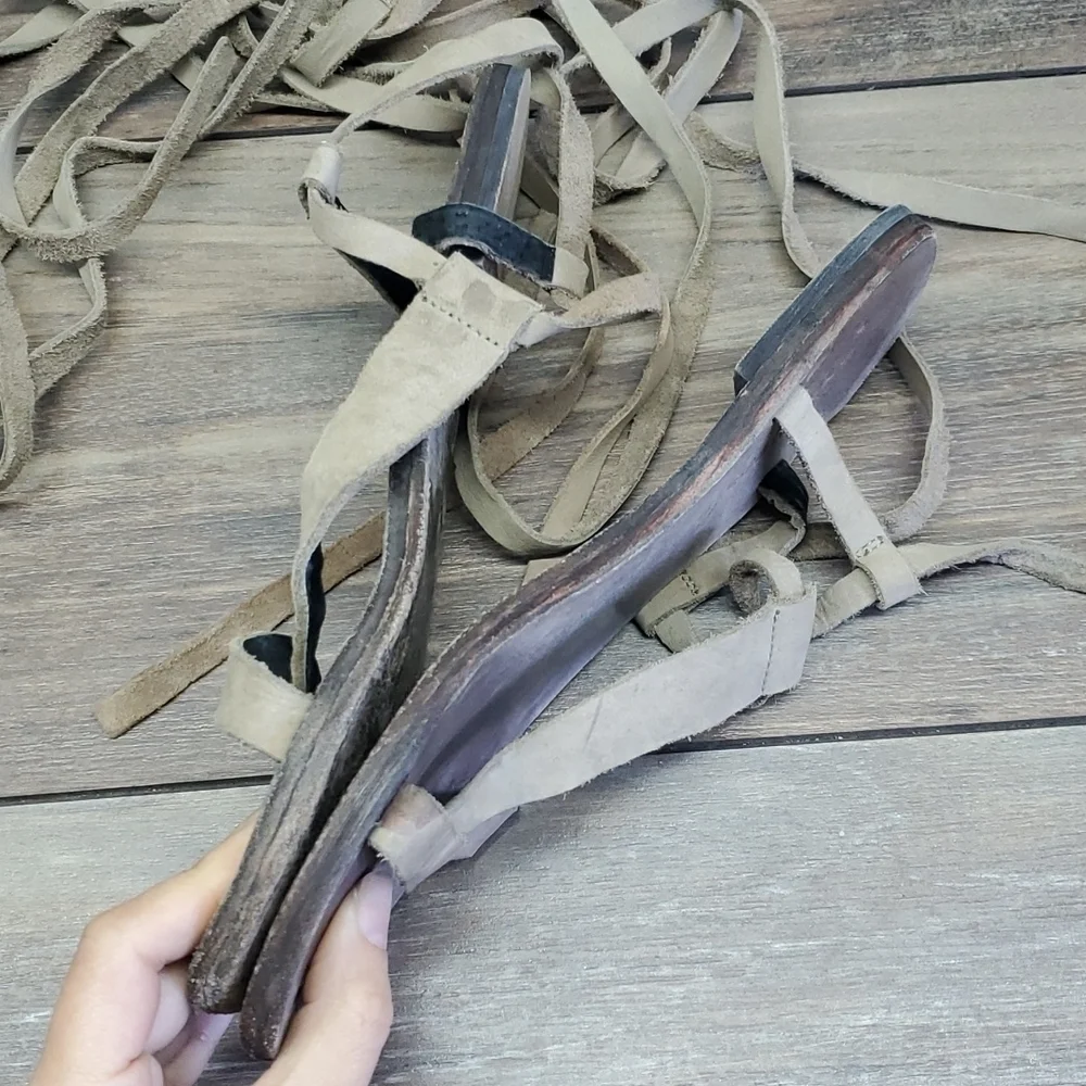 Free People Dahlia Womens Gladiator Lace Up  shoes Sandals Flip Flop sz 9