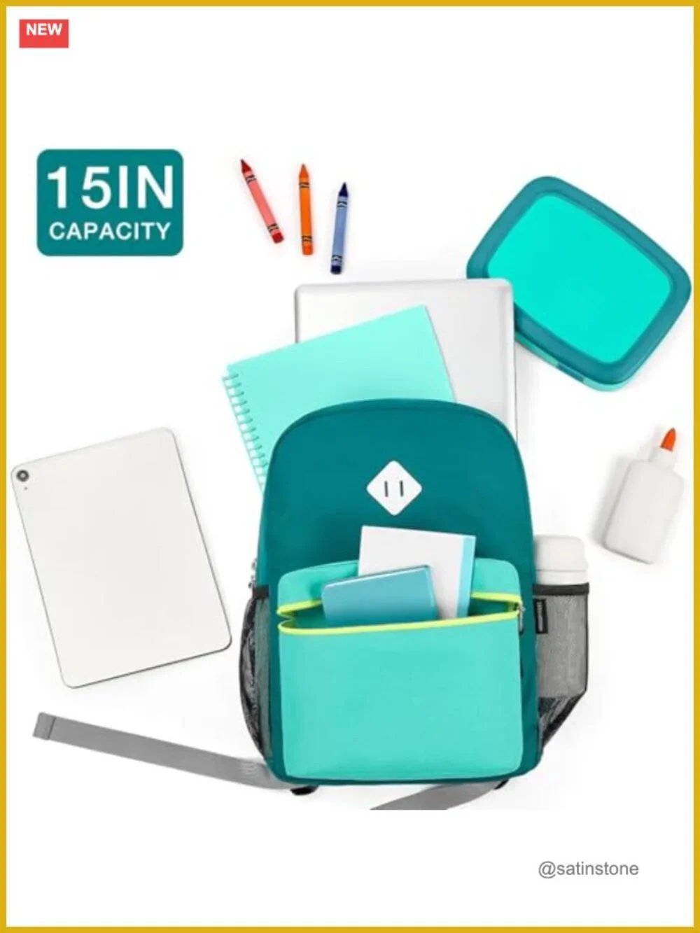 Kids Backpack for Elementary School 15in Water Resistant Polyester