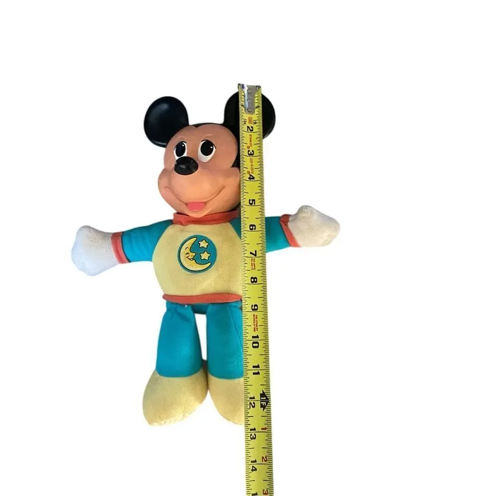 Vintage 1990 Mickey Mouse Plush Toy Mattel Disney Pajamas Star Moon Sleep