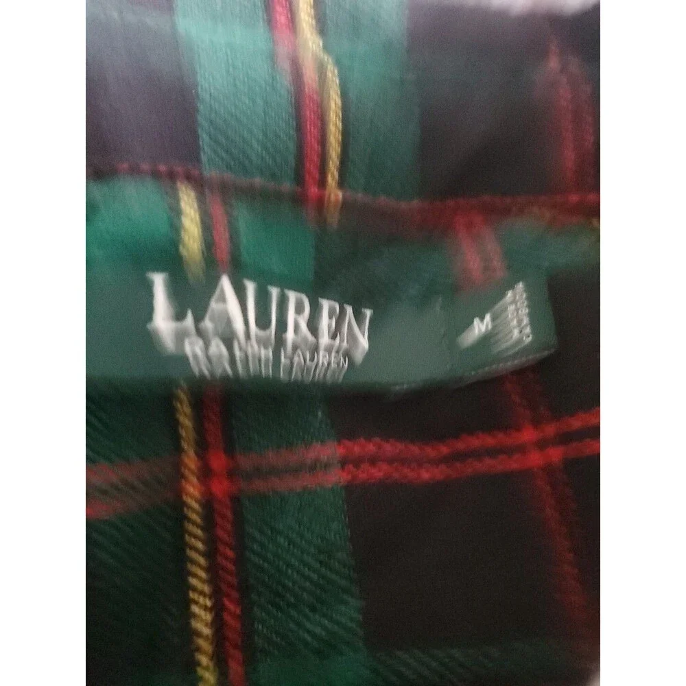 Lauren Ralph Lauren Womens Flannel Sleepshirt Gown Size Medium Red Green Tartan