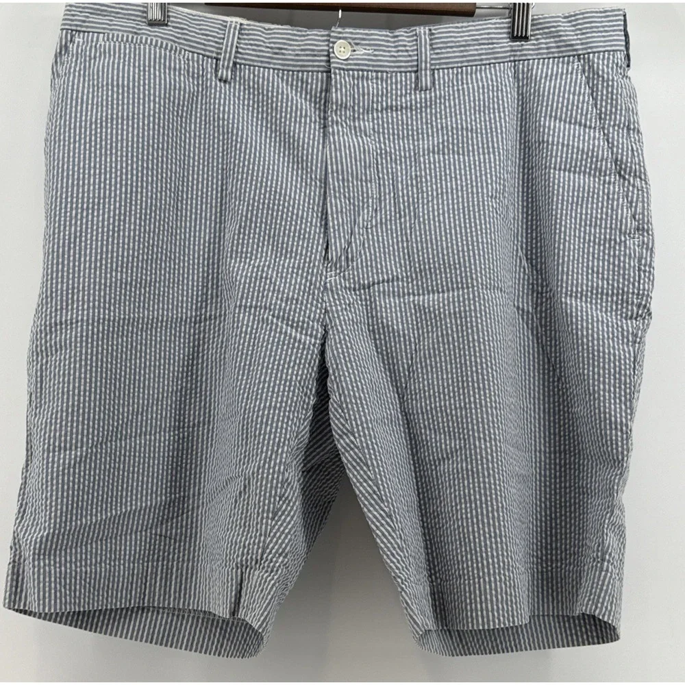 Polo Ralph Lauren Mens Seersucker Blue White Striped Chinos Shorts Size 38‎
