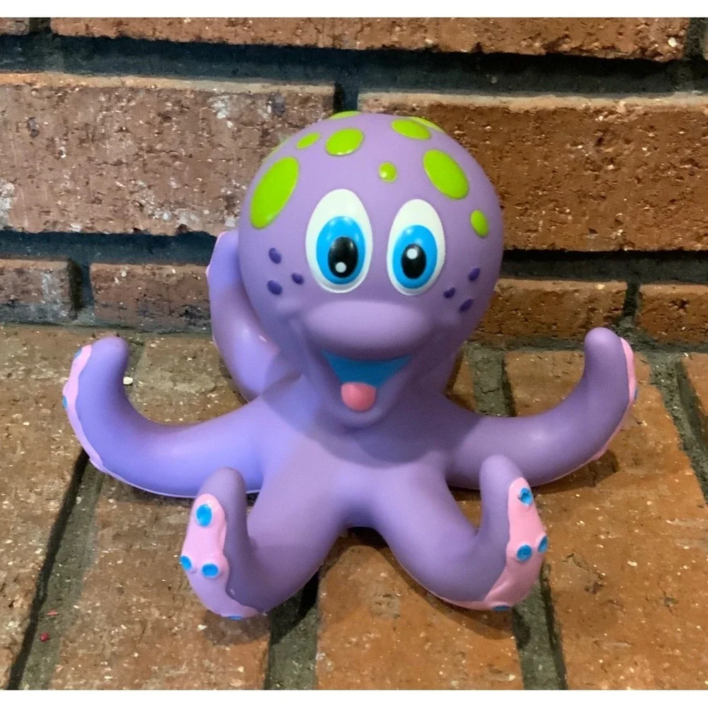 Nuby‎ Floating Purple Octopus Rubber Bath Toy 2010 3 Rings