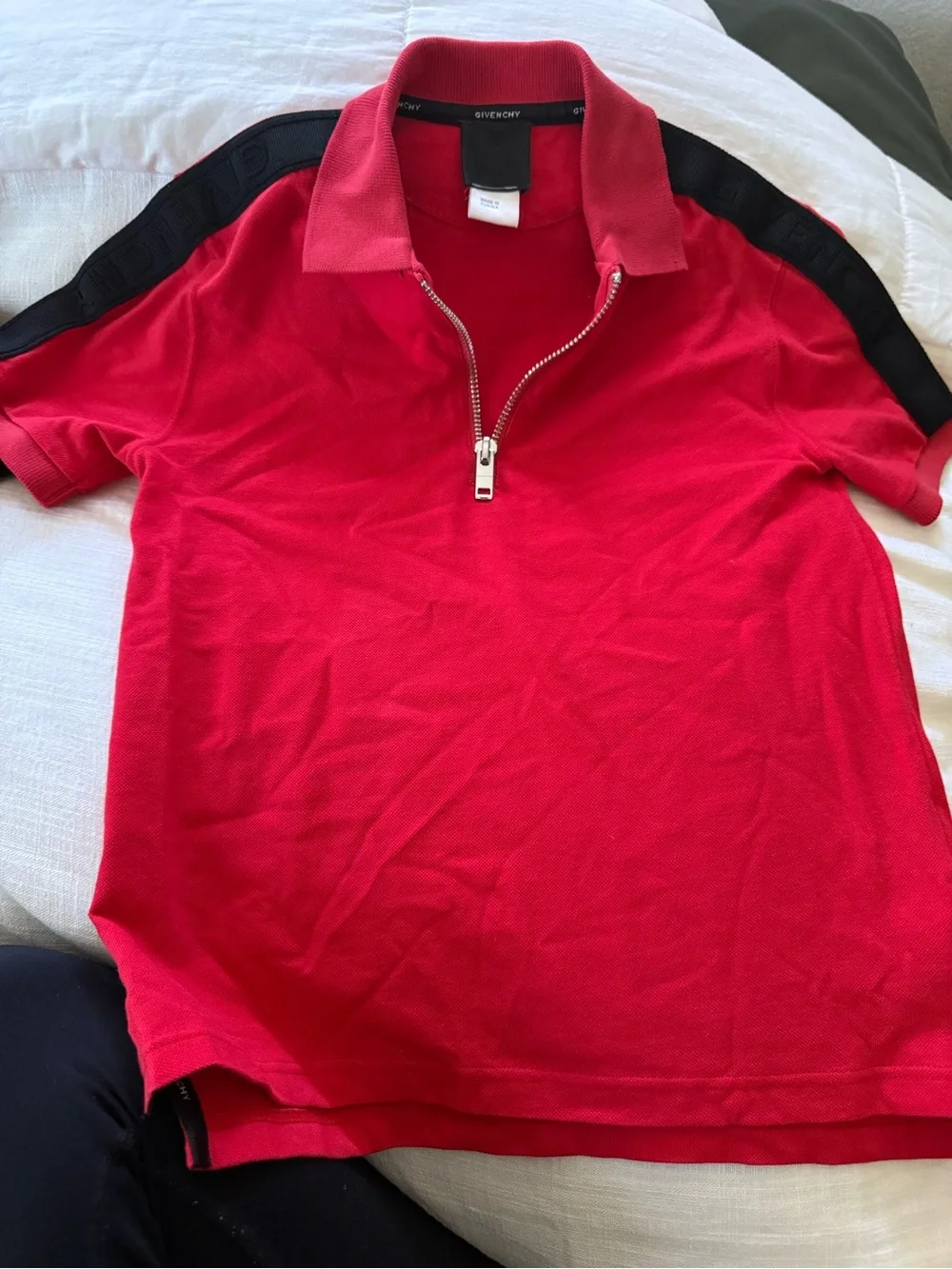Givenchy Red Polo with Black Logo Tabs