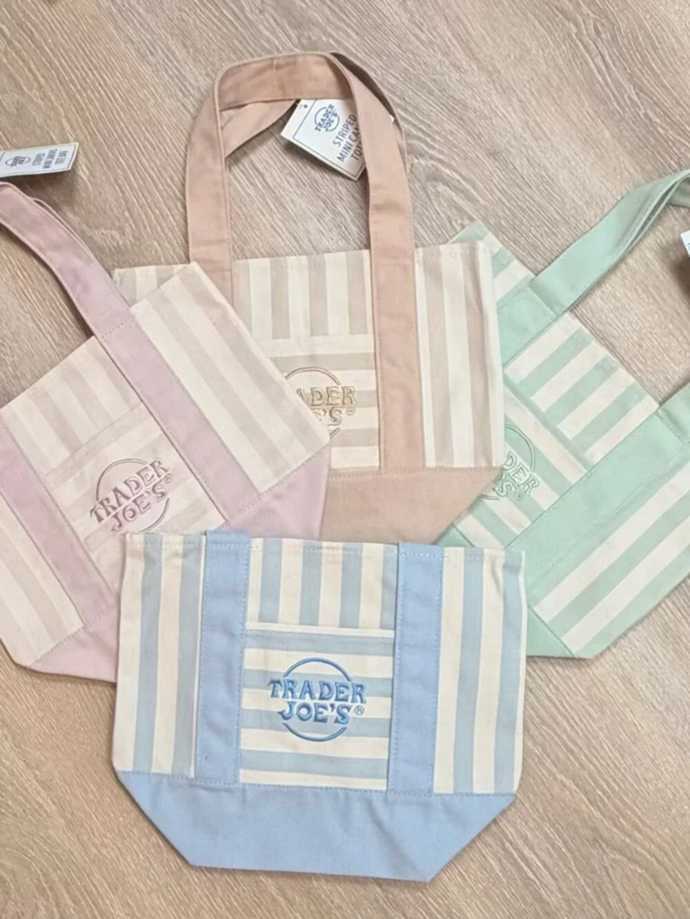 NWT Trader Joe's Mini Canvas Tote Bag PICK 2 Any 2 Colors Set