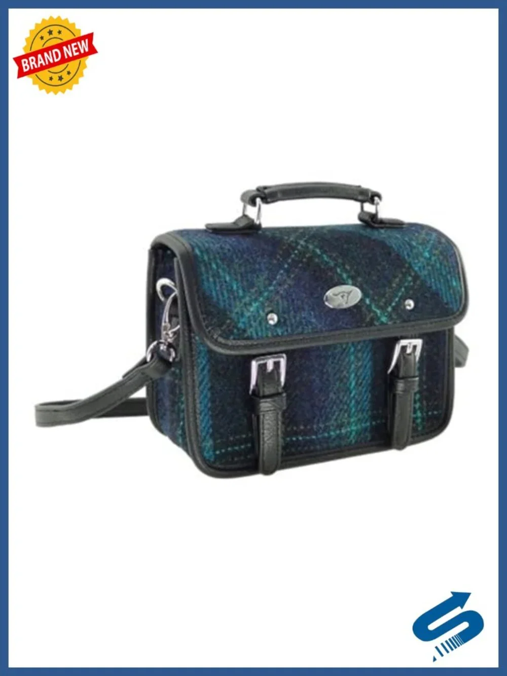 Harris Tweed Mini Satchel Bag with Adjustable Shoulder Strap