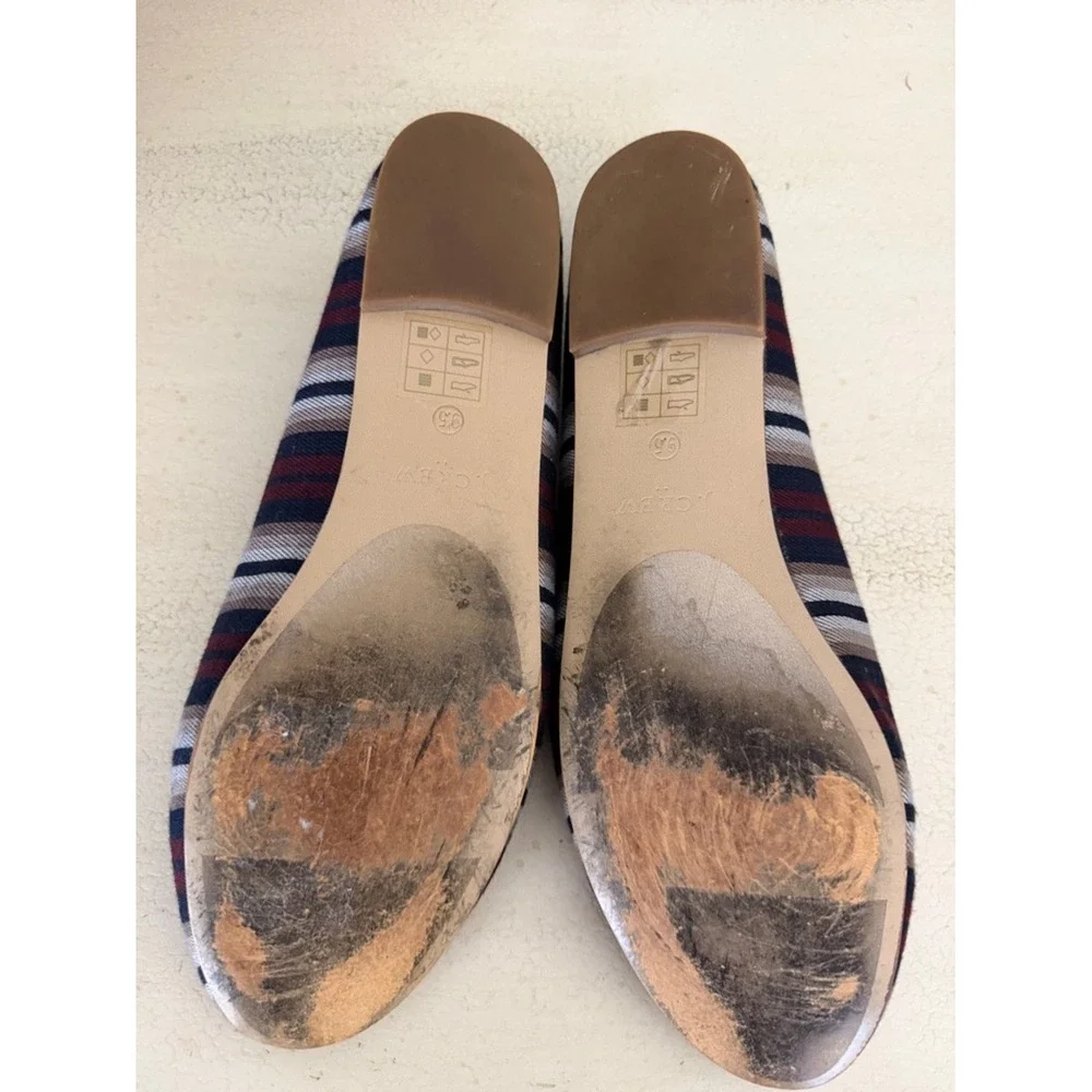 J. Crew Women's Sz 9.5 Striped Navy Burgundy and Gray‎ Slip-On Loafers