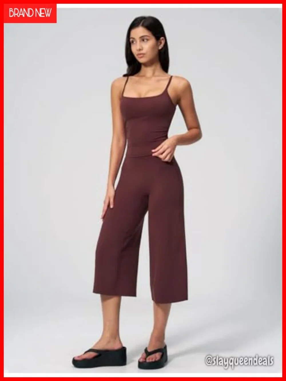 Women's Two Piece Tank Top & Wide Leg Capri Pants Workout Set