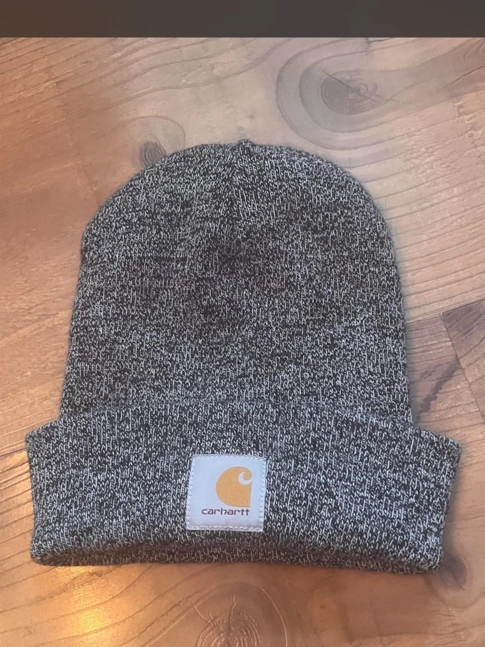 Carhartt Black and White Marled Knit Cuffed Beanie