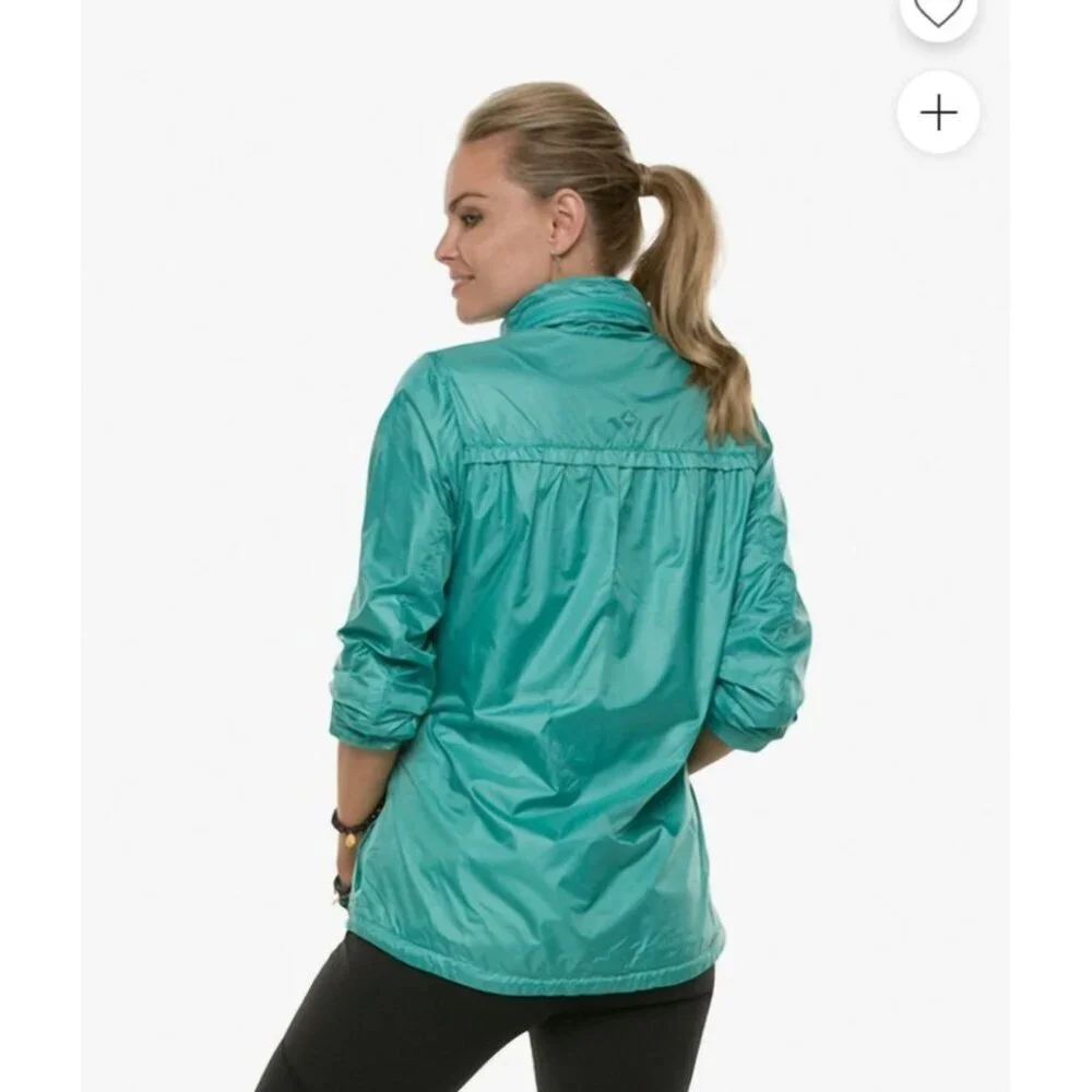 PrAna‎ Womens Tegan Yoga Jacket Large Turqoise Polyester Water-Resistant Zip