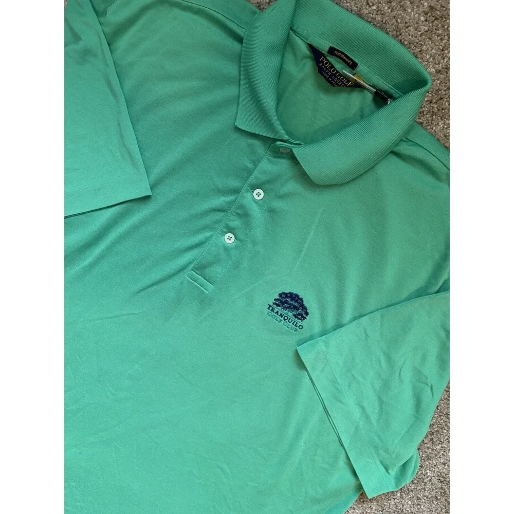 Ralph Lauren Golf Performance Polo Shirt Mens Large Green Short Sleeve Stretch‎