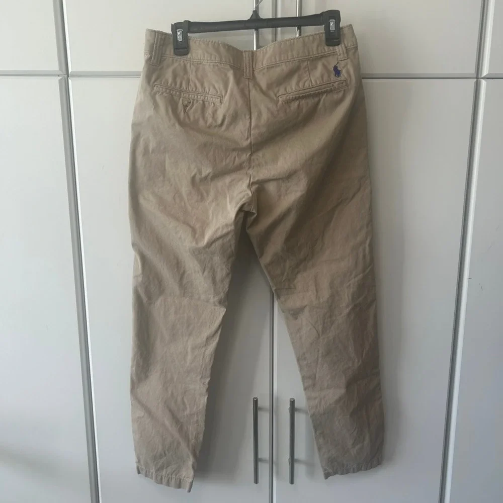 Polo Ralph Lauren Khaki Chino Pants Tan Slim Tapered Size 6 Blue Pony Logo