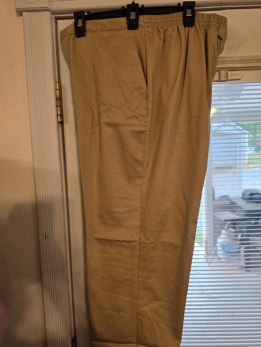 Womens Alfred Dunner Half Elastic Waist,2 Side pockets, Straight Leg, Tan